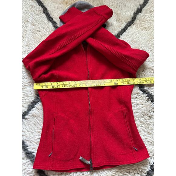 FRAUENSCHUH Red jacket wool hooded gray Full Zip Pockets Xs limited edition ski - Picture 7 of 16